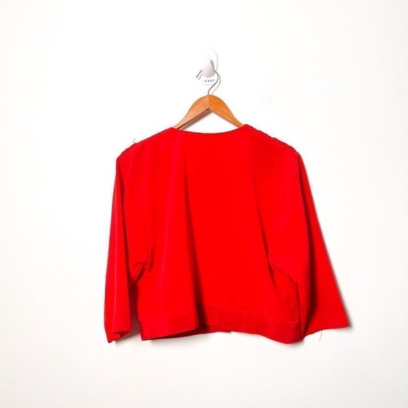 Vintage 70s Red Cropped Funky Retro Blouse Top - Picture 8 of 8